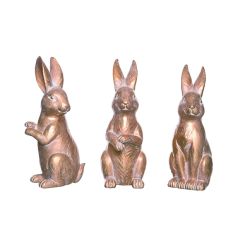 Bronze Bunny Figurine Set of 3