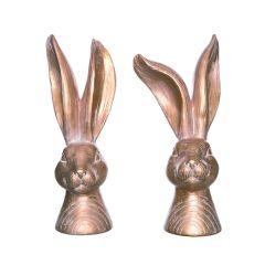 Bronze Bunny Head Tabletop Decor Set of 2
