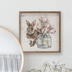 Brown Bunny And Jar Of Tulips Wall Art