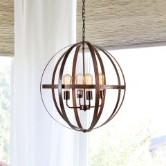 Brown Metal Globe Pendant Light
