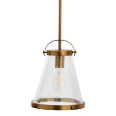 Brushed Gold and Bubble Glass Pendant Light