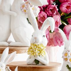 Bunny Bust With Bouquet 10 Inch Set of 2