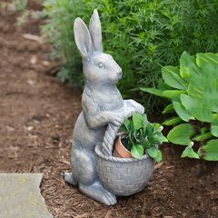 Bunny Holding Basket Statue