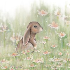 Bunny In A Flower Field Canvas Art, Ears Down