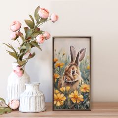 Bunny In Marigolds Field Framed Wall Art