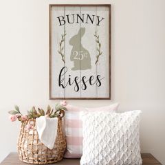Bunny Kisses 25 Cents Whitewash Wall Art