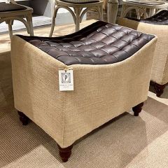 Burlap and Leather Bench Seat
