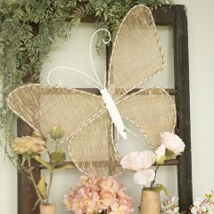 Burlap and Metal Butterfly Wall Decor