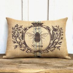 Burlap Bee Lumbar Pillow