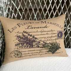 Burlap Lavender Lumbar Pillow