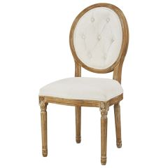 Button Tufted Birch Wood Dining Chair