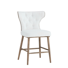 Button Tufted Wing Back Counter Stool