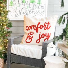 Embroidered Comfort And Joy Accent Pillow