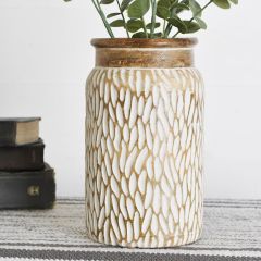 Carved Wooden Jar Vase