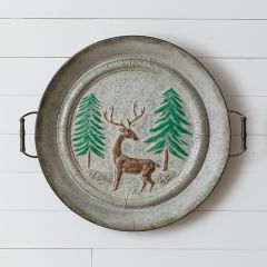 Embossed Tray Deer In Forest Wall Art