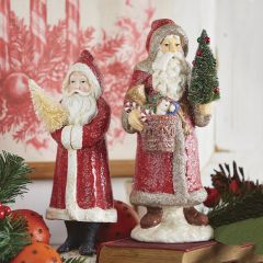 Vintage Inspired Santa Holding Tree Figurine