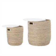 Round Seagrass Tables Set of 2