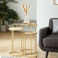 Textured Top Round Side Table Set of 3