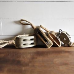 Nautical Wooden Pulleys Set of 4