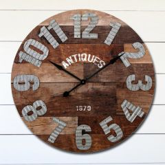 Wood Clock With Metal Numerals