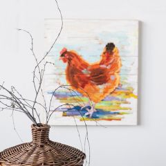 Hand Painted Chicken Wood Wall Art