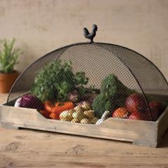 Wood Tray | Metal Cloche | Mesh Food Cover