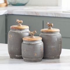 Lidded Rustic Terracotta Jars Set of 3