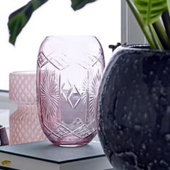 Round Etched Glass Vase