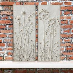 Floral Embossed Metal Panel Set of 2
