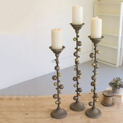 Metal Candle Stand With Ball Accents Set of 3