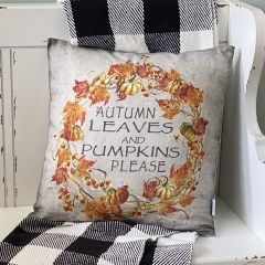 Autumn Leaves And Pumpkins Please Throw Pillow