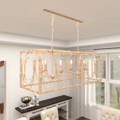 Caged 8 Light Linear Chandelier