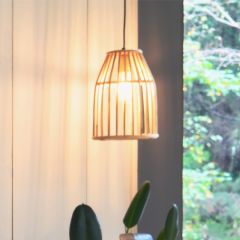 Caged Bamboo Pendant Light 12 inch
