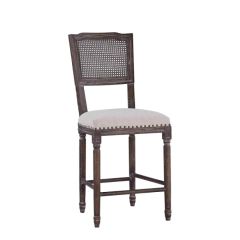 Cane Back Counter Stool With Cream Cushion