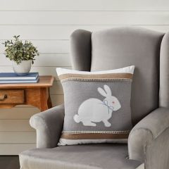 Canvas Bunny and Burlap Accent Pillow