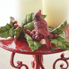 Cardinal On Holly Berry Branch Tabletop Decor