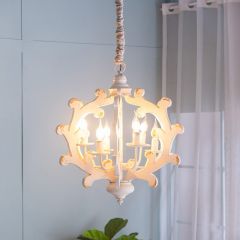 Carved Country Style 4 Bulb Chandelier