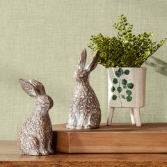 Carved Floral Pattern Bunny Set of 2