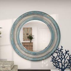 Carved Floral Round Wall Mirror