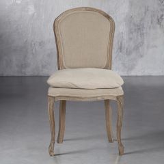 Carved Oak Wood Dining Chair With Cushion