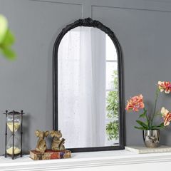 Carved Rose Arch Top Wall Mirror