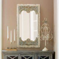 Carved Scallop Fir Wood Wall Mirror