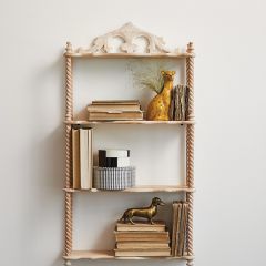 Carved Wood and Metal 3 Tier Shelf