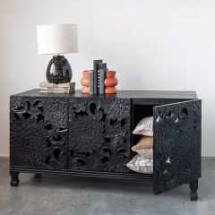 Carved Wood Console Cabinet