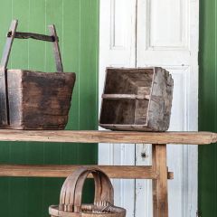 Carved Wood Flat Handle Rice Container