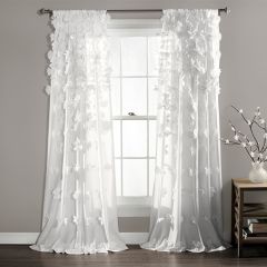 Cascading Bows Curtain Panel White