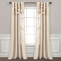 Cascading Faux Linen Curtain Panel