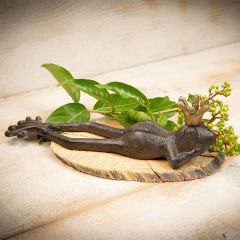 Cast Iron Lounging Frog Crown Decor