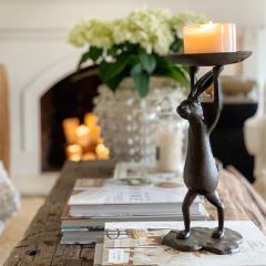 Cast Iron Standing Rabbit Candle Holder
