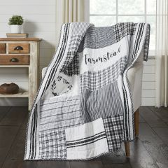 Casual Farmhouse Stenciled Patchwork Throw Blanket